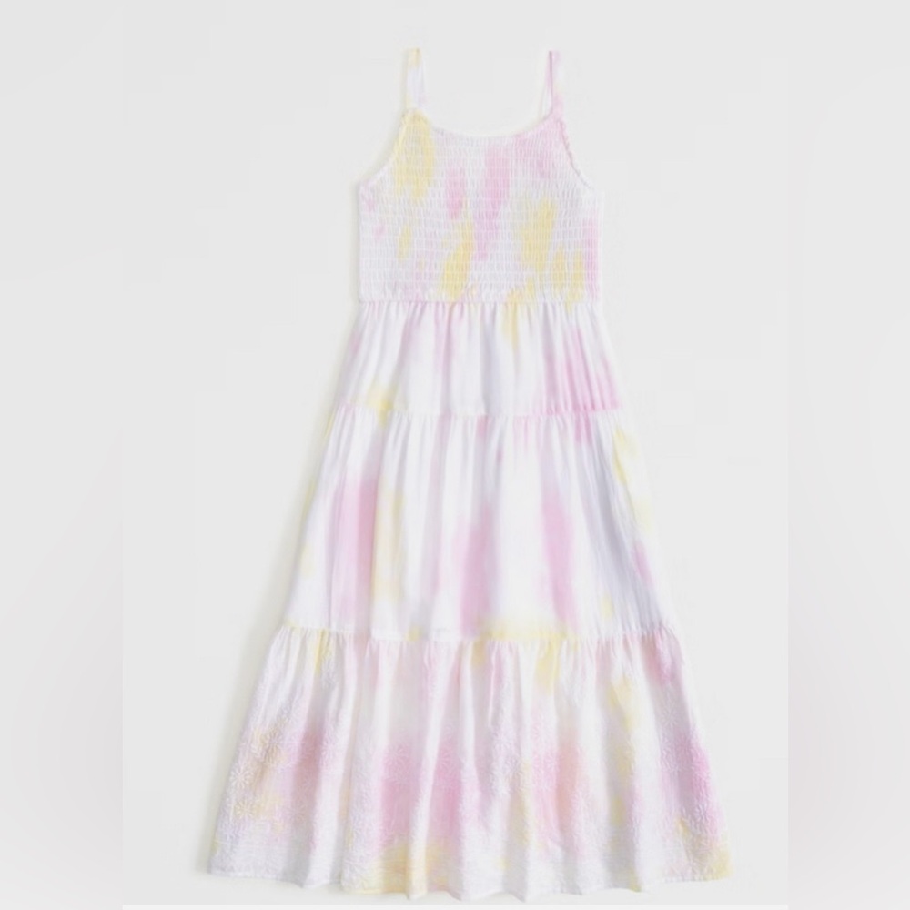 Abercrombie Kids Smocked Tie Dye Embroidered Maxi Dress NWT 17/18